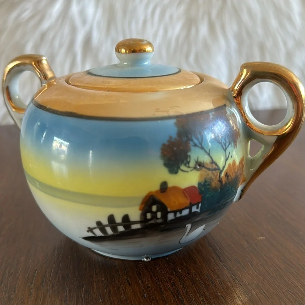 Vintage Lusterware Swan 3Pc Tea Set 1940’s 1950’s